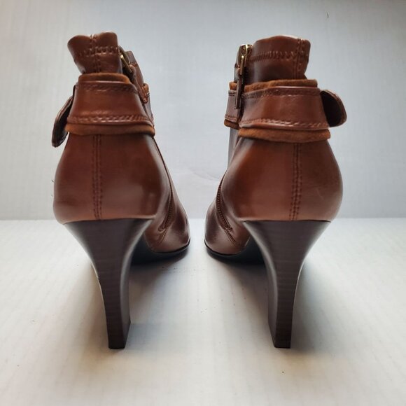 Franco Sarto Women's‎ 43855250 Tan Leather Square Toe Buckle Ankle Bootie Sz 6M - Picture 5 of 9